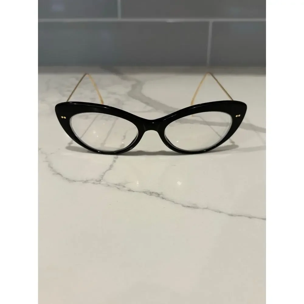 illesteva Beth Black Cat Eye‎ Gold Frame Glasses Made in Italy EUC